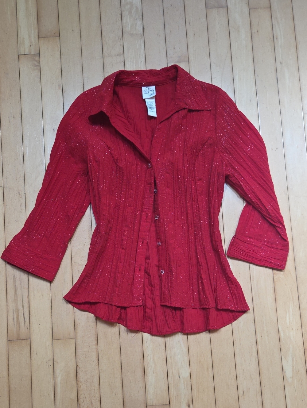 Vintage Red Sparkle Button-Down Women's Shirt
